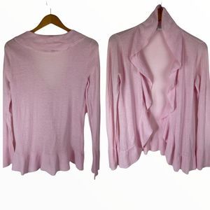 Garnet Hill Sheer Scalloped Edge Open Front Cardigan Sweater XS #QQ